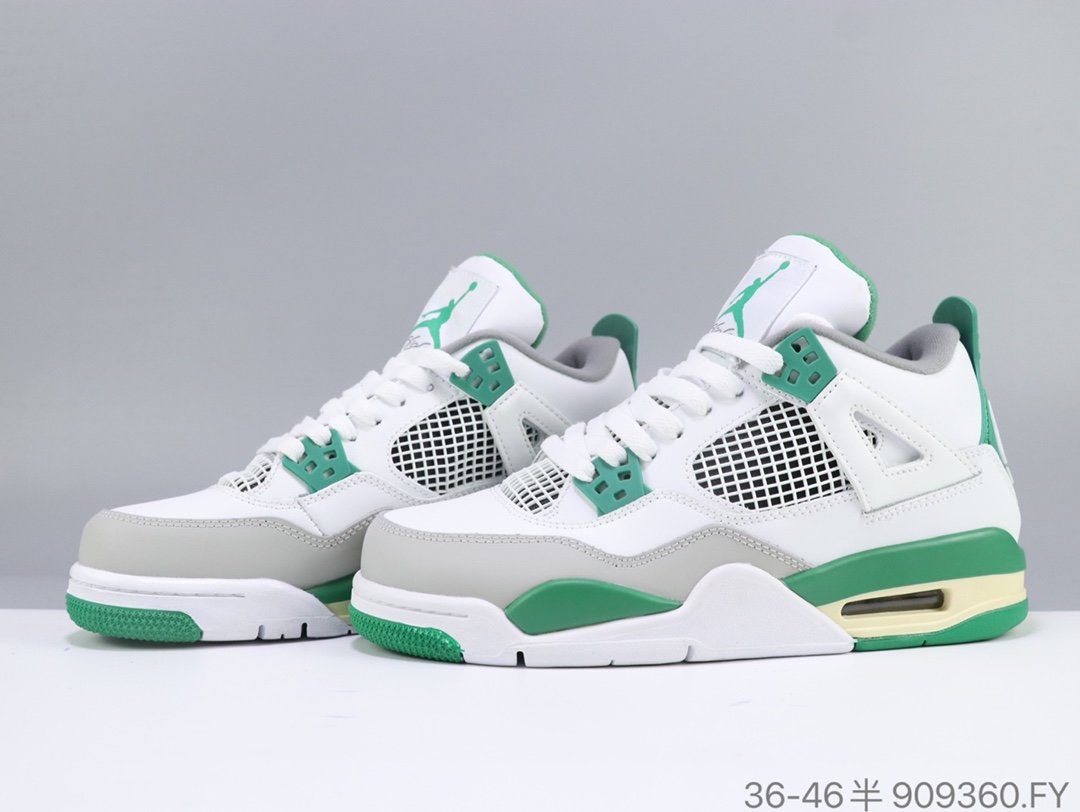 Air Jordan 4 Retro NRG White Green Grey Shoes - Click Image to Close